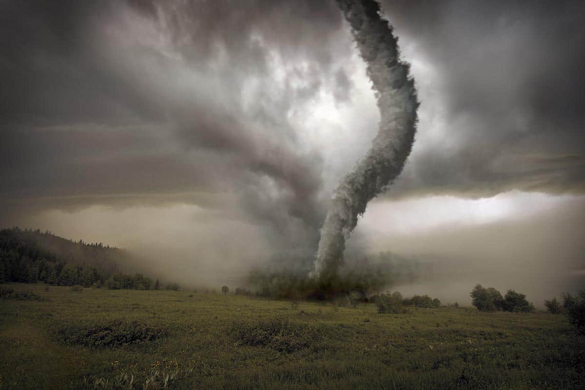 large tornado over the meadow 